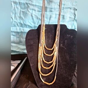 PREMIER DESIGNS GRAY AND GOLD LAYERED NECKLACE
